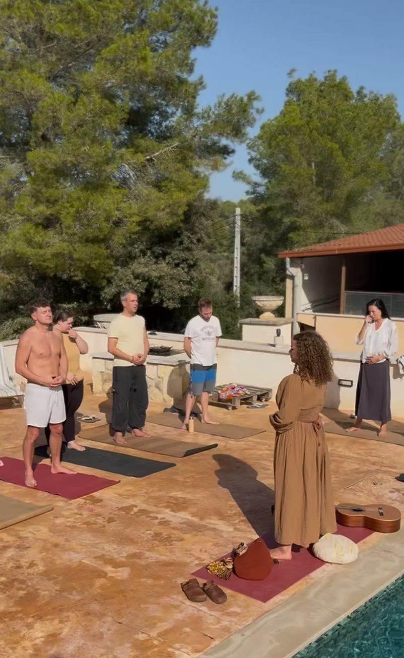 Franziska guiding a group at a retreat